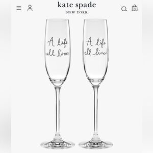 New Kate Spade x Lenox A Charmed Life Toasting Champagne Glass Flute Pair 6 oz